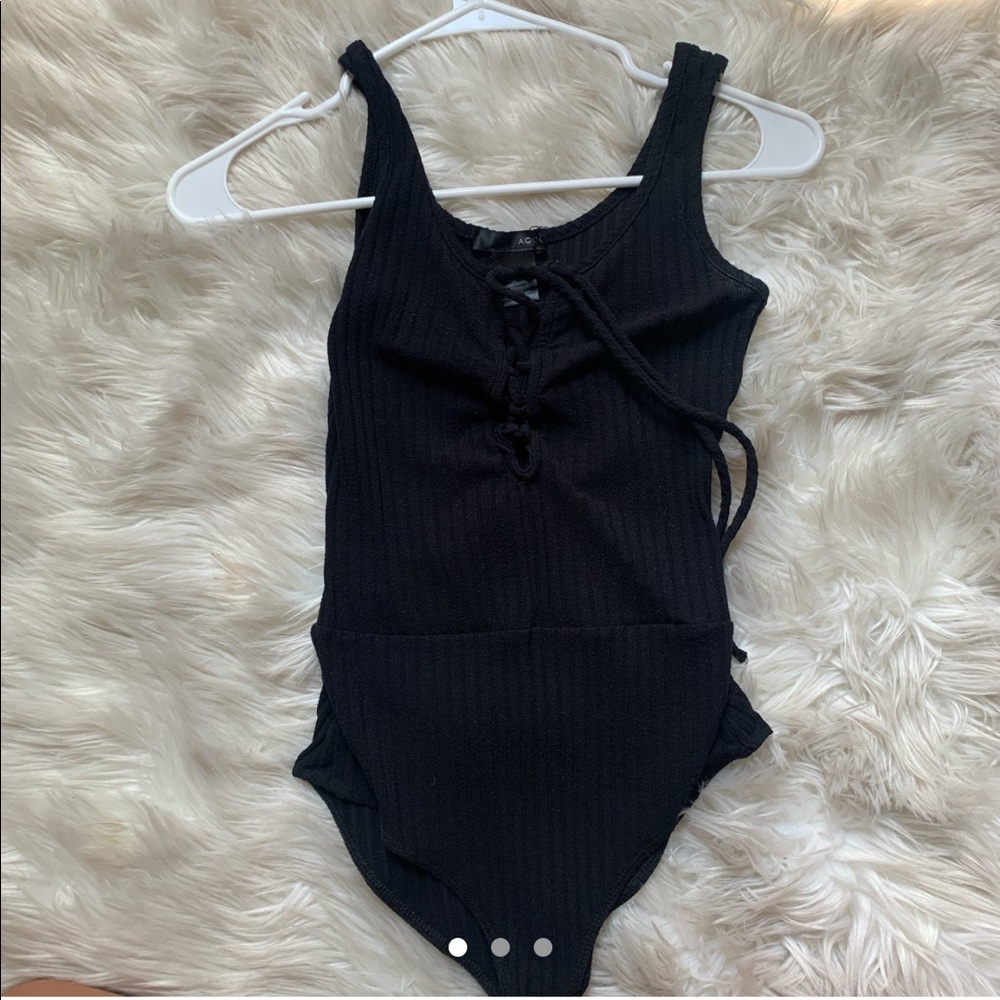 Black lace up bodysuit